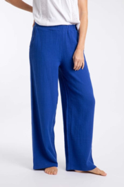 Weird Fish Zelaya Double Cloth Wide Leg Trousers - Mazarine Blue