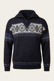 Emerald SUND 1/2-zip Jacquard Wool Sweater - Navy Blue