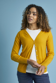 Weird Fish Curran Lightweight Slub Cardigan - English Mustard