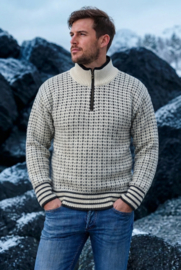 Norwool Noorse Trui  1/4 rits - 100% pure nieuwe wol - off white (uniseks)