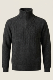 Emerald ALAND wollen schipperstrui met 1/4 rits - Anthracite