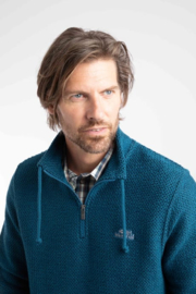 Weird Fish Cruiser 1/4 Zip Eco Macaroni Sweatshirt - Deep Sea Blue
