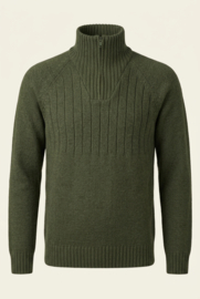Emerald ALAND 100% wollen trui 1/4 rits - Pine Green