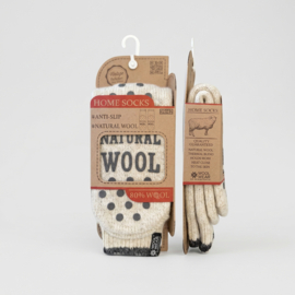 Woolwear wollen eskimo huissokken 80% met antislipzool - Ecru