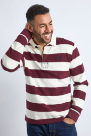 Weird Fish COLEFAX Organic LS Striped Rugby Shirt - Antique Cherry SS22