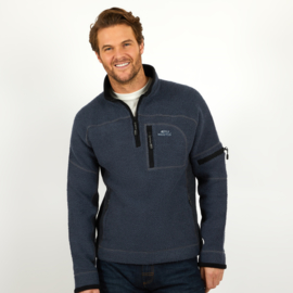 Weird Fish Caddis 1/4 zip Macaroni Eco-Cotton - Navy