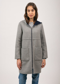 Saint James Ste Alice Hooded Reversible Coat with zipper - Navy/Gris  AW22