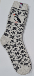 Woolwear Sokken (80% wool) Flag of Faeröer - Ecru/Black/Puffin