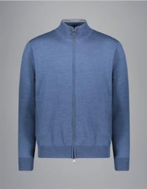 x Paul & Shark Wool full zip sweater with Moon badge - light blue