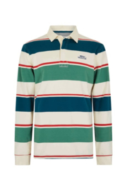 Weird Fish Laxton Organic Long Sleeve Stripe Rugby Shirt - Ecru