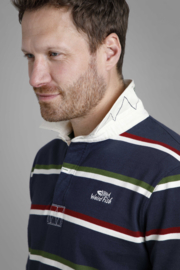 Weird Fish Laxton Organic Long Sleeve Stripe Rugby Shirt - Dark Navy