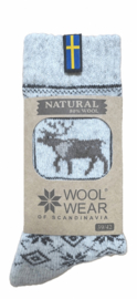 Woolwear Noorse sokken rendier Zweedse vlag - Ecru