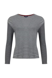 Weird Fish Calfee Striped Long Sleeve T-Shirt - Grey
