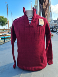Emerald ALAND wool sweater 1/4 zip - Bordo