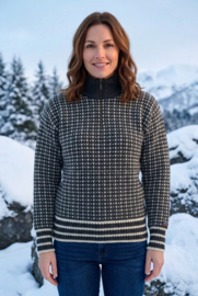 Norwool Noorse Trui  - 100% pure nieuwe wol - donkergrijs / Ecru (uniseks)