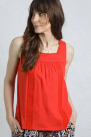 Weird Fish Chelle Organic Cotton Jersey Square Neck Vest - Tango Red
