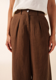 Saint James Chloe wijde linnen broek - Expresso