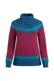 Weird Fish AVETTA Fairisle Roll Neck Jumper - Dark Blue