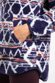 Weird Fish Pikard Printed Plush Qtr Zip Fleece - Navy