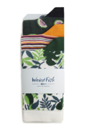 Weird Fish Parade Eco Patterned Socks  3 pack - Ivy
