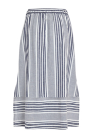 Weird Fish Samara Organic Striped Woven Midi Skirt - Navy SS22