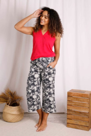 Weird Fish Tresco Eco Viscose Printed Wide Leg Cropped Trousers - Dark Denim