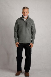 Weird Fish Longmont Eco 1/4 Zip Stripe Grid Fleece - Fir Green