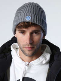 North Sails Cotton Blend Beanie met Fleece - Medium Grey Melange AW22