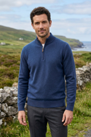 Emerald Style wollen trui met 1/4 rits uit lamswol - Navy Night