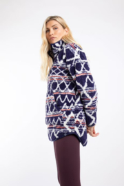 Weird Fish Pikard Printed Plush Qtr Zip Fleece - Navy