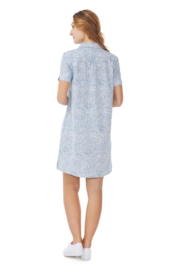 Mousqueton Fanette linnen jurk - Fossile blanc navy