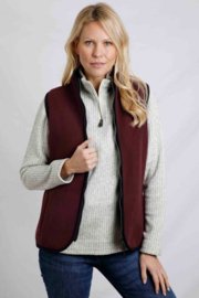 Weird Fish Mikayla Recycled Polyester Polar Fleece Gilet - Dark Wine