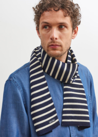 Saint James Striped Scarf - marine/ecru