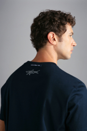 Paul & Shark LIMITED EDITION Cotton Jersey T-Shirt with Shark Prints - Navy