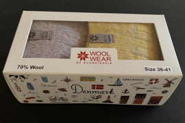 Noorse sokken GiftBox wit 2-pack 70% wol dames 36/41 paars-geel