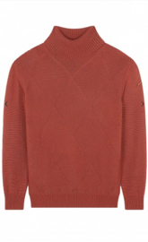 x Paul & Shark Wool Turtleneck with Moon badge - rust