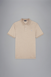 Paul & Shark Cotton Piqué Striped Poloshirt with Shark Badge - beige