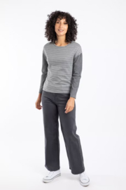 Weird Fish Calfee Striped Long Sleeve T-Shirt - Grey