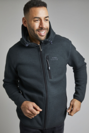 Weird Fish LOCKIE Recycled Full Zip Bonded Fleece - Washed Black