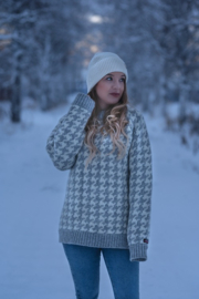 Norwool Noorse Trui met Pied de Coq 100% lamswol - ecru/grijs