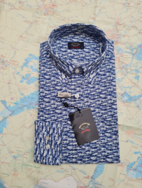 Paul & Shark Linen Cotton Shirt - shark print blue