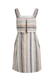 Weird Fish Nat Organic Cotton Striped Woven Dress - Ecru