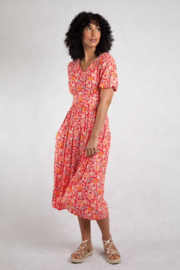 Weird Fish Dilsha LivaEco™ Printed Viscose Midi Dress  - Tango Red