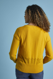 Weird Fish Curran Lightweight Slub Cardigan - English Mustard