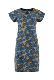 Weird Fish Tallahassee Organic Printed Jersey Dress - Blue Mirage