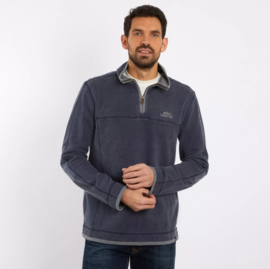 Weird Fish KENDALL 1/4 Zip Pique Sweatshirt - Navy