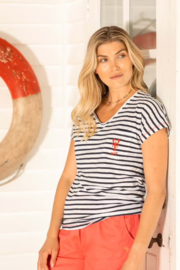 Weird Fish Liora Embroidered Pocket T-Shirt - Navy