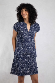 Weird Fish Suffolks Organic Cotton Printed Jersey Dress - Dark Navy