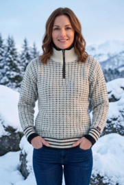 Norwool Noorse Trui  1/4 rits - 100% pure nieuwe wol - off white (uniseks)