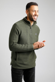 Weird Fish STERN 1/4 zip Classic Macaroni - Fir Green AW22